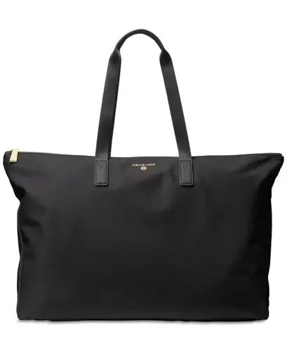 Jet Set Travel Nylon Packable Tote-Black/Gold - 1