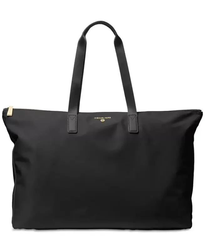 Jet Set Travel Nylon Packable Tote-Black/Gold - 1