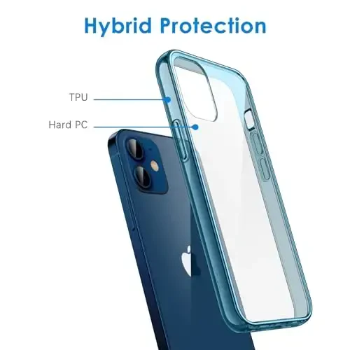 JETech Case для iPhone 12/12 Pro 6.1 дюйма, не желтеющий противоударный чехол-бампер для телефона, прозрачная задняя панель с защитой от царапин (темно-синий) - 3