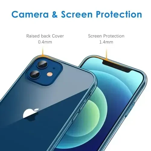 JETech Case для iPhone 12/12 Pro 6.1 дюйма, не желтеющий противоударный чехол-бампер для телефона, прозрачная задняя панель с защитой от царапин (темно-синий) - 5
