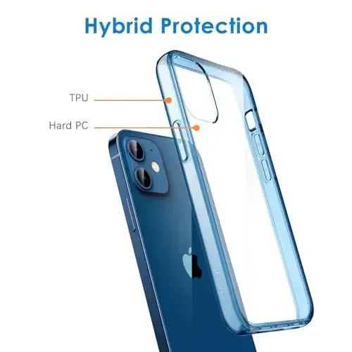 JETech Case для iPhone 12/12 Pro 6.1 дюйма, не желтеющий противоударный чехол для телефона, прозрачная задняя панель с защитой от царапин (джинсовый индиго) - 3