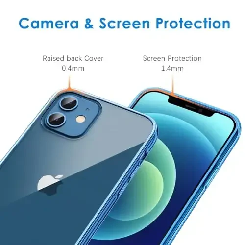 JETech Case для iPhone 12/12 Pro 6.1 дюйма, не желтеющий противоударный чехол для телефона, прозрачная задняя панель с защитой от царапин (джинсовый индиго) - 5