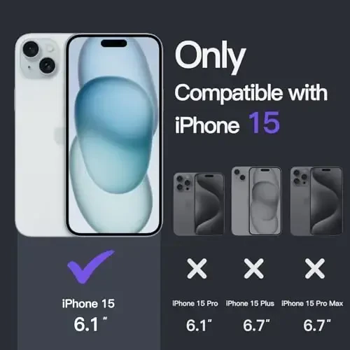 JETech Case для iPhone 15 6.1 дюйма, не желтеющий противоударный чехол-бампер для телефона, прозрачная задняя панель с защитой от царапин (светло-фиолетовый) - 2