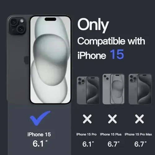 JETech Case для iPhone 15 6.1 дюйма, не желтеющий противоударный чехол-бампер, прозрачная задняя крышка с защитой от царапин (черный) - JETECH (1)