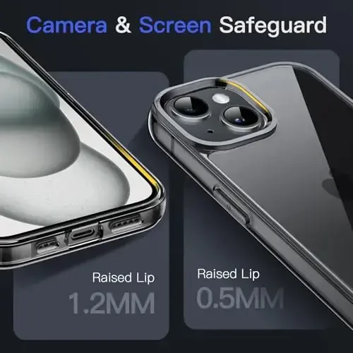 JETech Case для iPhone 15 6.1 дюйма, не желтеющий противоударный чехол-бампер, прозрачная задняя крышка с защитой от царапин (черный) - 4