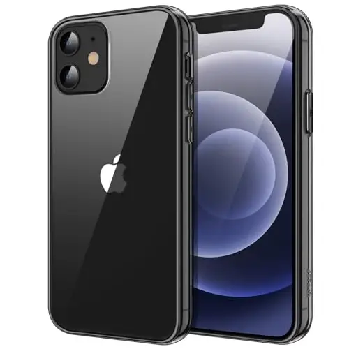 JETech Case for iPhone 12/12 Pro 6.1-Inch, Non-Yellowing Shockproof Phone Bumper Cover, Anti-Scratch Clear Back (Black) - JETECH