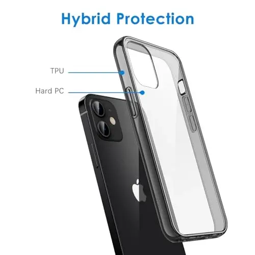 JETech Case for iPhone 12/12 Pro 6.1-Inch, Non-Yellowing Shockproof Phone Bumper Cover, Anti-Scratch Clear Back (Black) - 3