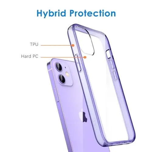 JETech Case for iPhone 12/12 Pro 6.1-Inch, Non-Yellowing Shockproof Phone Bumper Cover, Anti-Scratch Clear Back (Deep Purple) - 3