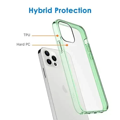 JETech Case for iPhone 12/12 Pro 6.1-Inch, Non-Yellowing Shockproof Phone Bumper Cover, Anti-Scratch Clear Back (Midnight Green) - 3