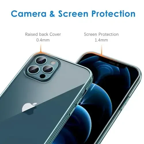 JETech Case for iPhone 12/12 Pro 6.1-Inch, Non-Yellowing Shockproof Phone Bumper Cover, Anti-Scratch Clear Back (Pacific Blue) - 5