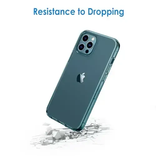 JETech Case for iPhone 12/12 Pro 6.1-Inch, Non-Yellowing Shockproof Phone Bumper Cover, Anti-Scratch Clear Back (Pacific Blue) - 6