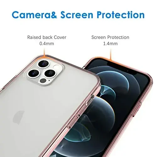 JETech Case for iPhone 12/12 Pro 6.1-Inch, Non-Yellowing Shockproof Phone Bumper Cover, Anti-Scratch Clear Back (Rose Gold) - 5