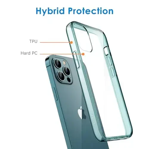JETech Case for iPhone 12/12 Pro 6.1-Inch, Non-Yellowing Shockproof Phone Bumper Cover, Anti-Scratch Clear Back (Pacific Blue) - 3