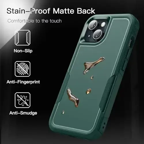 JETech Case for iPhone 15 6.1-Inch, Heavy Duty Dual-Layer Rugged Protection, Shockproof Protective Tough Phone Cover with Matte Back (Midnight Green) - 6