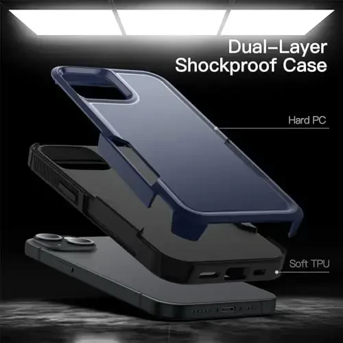 JETech Case for iPhone 15 6.1-Inch, Heavy Duty Dual-Layer Rugged Protection, Shockproof Protective Tough Phone Cover with Matte Back (Navy) - 3