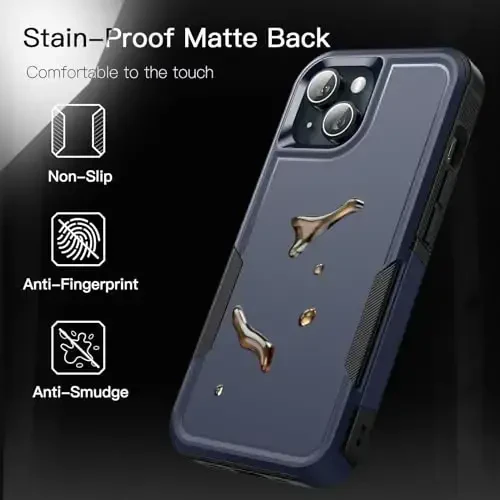 JETech Case for iPhone 15 6.1-Inch, Heavy Duty Dual-Layer Rugged Protection, Shockproof Protective Tough Phone Cover with Matte Back (Navy) - 6