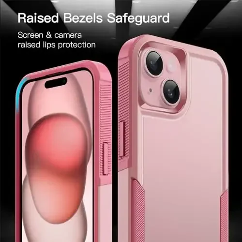 JETech Case for iPhone 15 6.1-Inch, Heavy Duty Dual-Layer Rugged Protection, Shockproof Protective Tough Phone Cover with Matte Back (Pink) - 5
