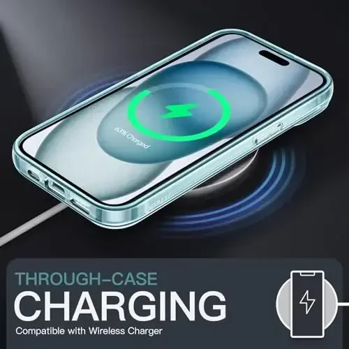 JETech Case for iPhone 15 6.1-Inch, Non-Yellowing Shockproof Phone Bumper Cover, Anti-Scratch Clear Back (Blue) - 6