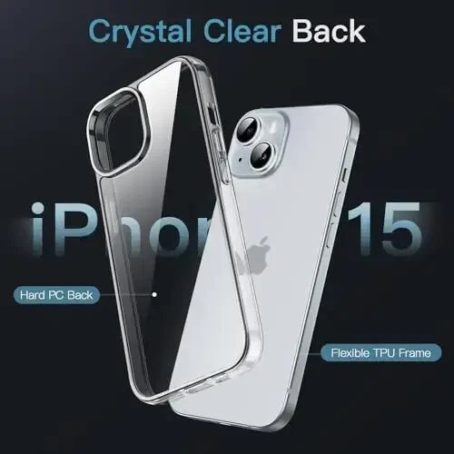 JETech Case for iPhone 15 6.1-Inch, Non-Yellowing Shockproof Phone Bumper Cover, Anti-Scratch Clear Back (Clear) - 4