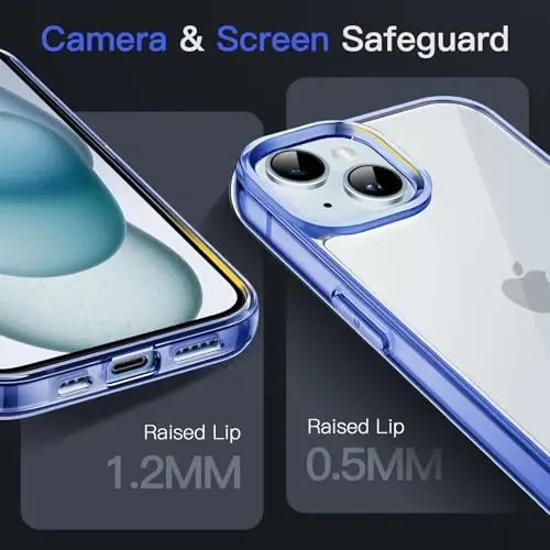 JETech Case for iPhone 15 6.1-Inch, Non-Yellowing Shockproof Phone Bumper Cover, Anti-Scratch Clear Back (Dark Blue) - 4
