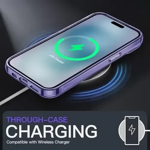 JETech Case for iPhone 15 6.1-Inch, Non-Yellowing Shockproof Phone Bumper Cover, Anti-Scratch Clear Back (Light Purple) - 6