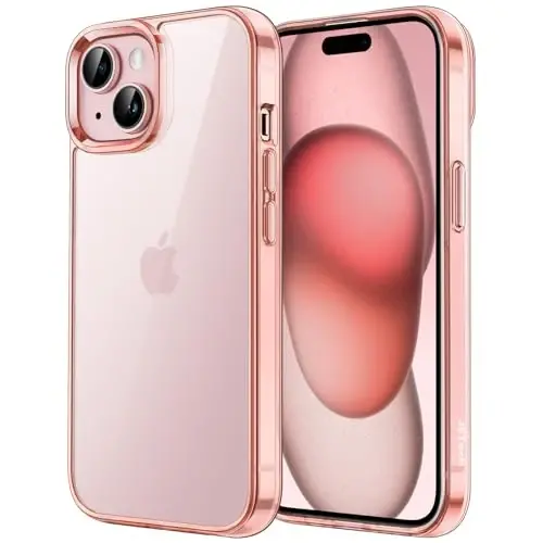 JETech Case for iPhone 15 6.1-Inch, Non-Yellowing Shockproof Phone Bumper Cover, Anti-Scratch Clear Back (Rose Gold) 