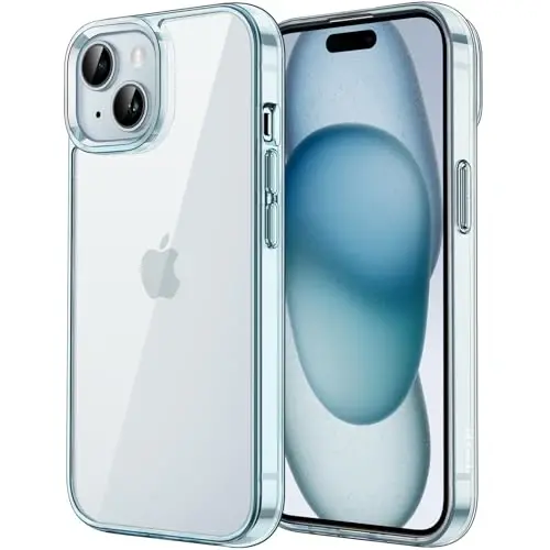 JETech Case for iPhone 15 Plus 6.7-Inch, Non-Yellowing Shockproof Phone Bumper Cover, Anti-Scratch Clear Back (Blue) - JETECH