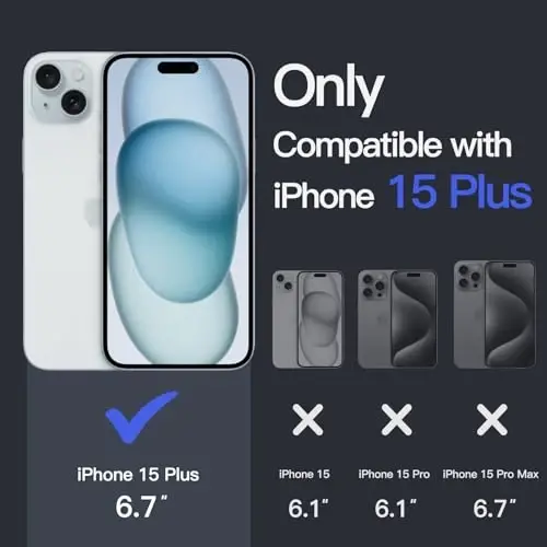 JETech Case for iPhone 15 Plus 6.7-Inch, Non-Yellowing Shockproof Phone Bumper Cover, Anti-Scratch Clear Back (Blue) - JETECH (1)