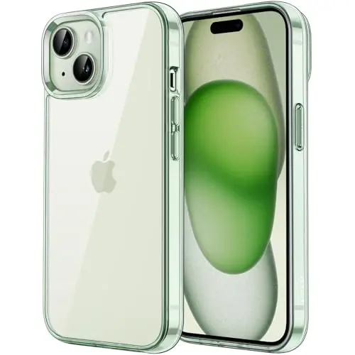 JETech Case for iPhone 15 Plus 6.7-Inch, Non-Yellowing Shockproof Phone Bumper Cover, Anti-Scratch Clear Back (Green) - 1