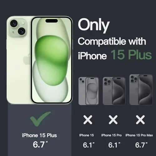 JETech Case for iPhone 15 Plus 6.7-Inch, Non-Yellowing Shockproof Phone Bumper Cover, Anti-Scratch Clear Back (Green) - 2