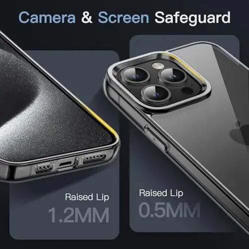 JETech Case for iPhone 15 Pro 6.1-Inch, Non-Yellowing Shockproof Phone Bumper Cover, Anti-Scratch Clear Back (Black) - 4