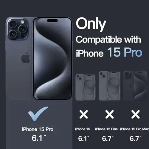 JETech Case for iPhone 15 Pro 6.1-Inch, Non-Yellowing Shockproof Phone Bumper Cover, Anti-Scratch Clear Back (Blue) - 2
