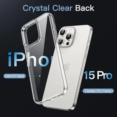 JETech Case for iPhone 15 Pro 6.1-Inch, Non-Yellowing Shockproof Phone Bumper Cover, Anti-Scratch Clear Back (Clear) - 3