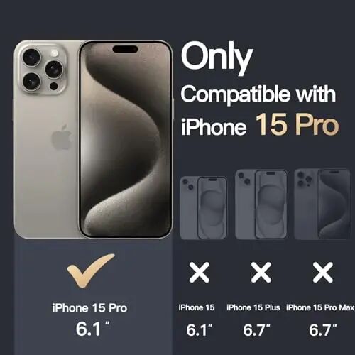 JETech Case for iPhone 15 Pro 6.1-Inch, Non-Yellowing Shockproof Phone Bumper Cover, Anti-Scratch Clear Back (Natural Titanium) - 2