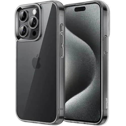 JETech Case for iPhone 15 Pro Max 6.7-Inch, Non-Yellowing Shockproof Phone Bumper Cover, Anti-Scratch Clear Back (Black) 