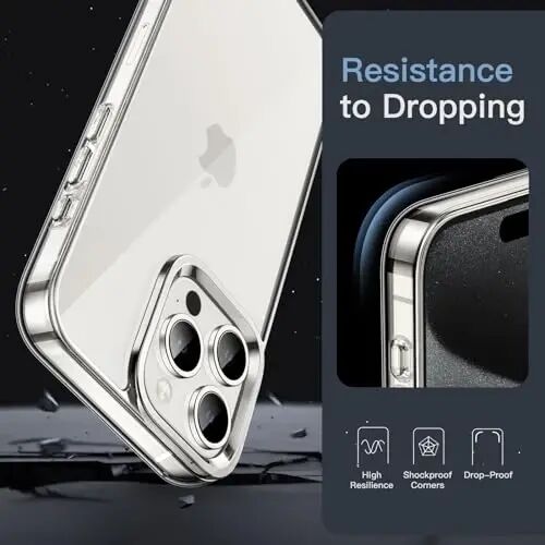 JETech Case for iPhone 15 Pro Max 6.7-Inch, Non-Yellowing Shockproof Phone Bumper Cover, Anti-Scratch Clear Back (Clear) - 5
