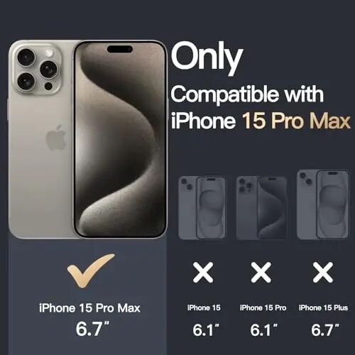 JETech Case for iPhone 15 Pro Max 6.7-Inch, Non-Yellowing Shockproof Phone Bumper Cover, Anti-Scratch Clear Back (Natural Titanium) - 2