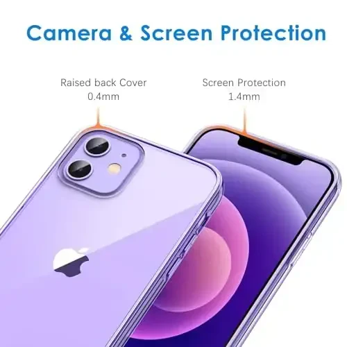 JETech чехол для iPhone 12/12 Pro 6.1 дюйма, не желтеющий противоударный бампер для телефона, прозрачная задняя крышка с защитой от царапин (темно-фиолетовый) - 5