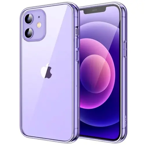 JETech чехол для iPhone 12/12 Pro 6.1 дюйма, не желтеющий противоударный бампер для телефона, прозрачная задняя крышка с защитой от царапин (темно-фиолетовый) - 1