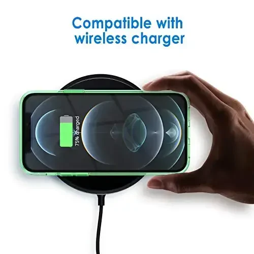 JETech чехол для iPhone 12/12 Pro 6.1 дюйма, не желтеющий противоударный бампер для телефона, прозрачная задняя панель, устойчивая к царапинам (полуночный зеленый) - 4