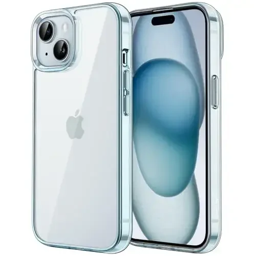 JETech чехол для iPhone 15 6.1 дюйма, не желтеющий противоударный бампер для телефона, прозрачная задняя крышка против царапин (синий) - JETECH