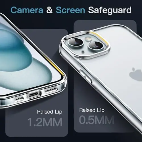 JETech чехол для iPhone 15 6.1 дюйма, не желтеющий противоударный бампер для телефона, устойчивая к царапинам и отпечаткам пальцев матовая задняя крышка (матовый прозрачный) - 4
