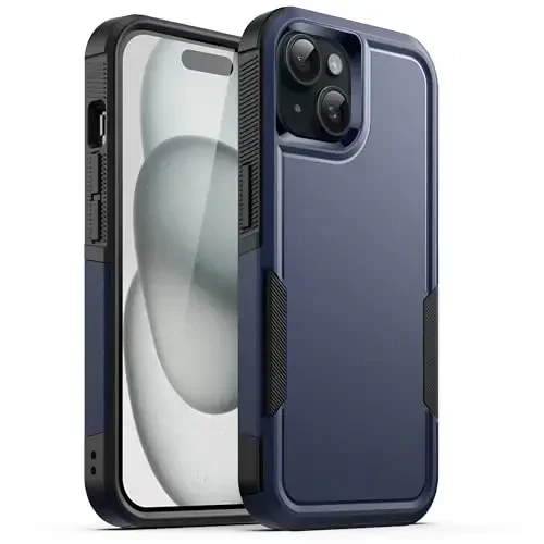 JETech чехол для iPhone 15 6.1 дюйма, прочная двухслойная защита, противоударный защитный прочный чехол для телефона с матовой задней панелью (темно-синий) 