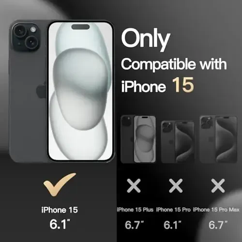 JETech чехол для iPhone 15 6,1 дюйма, сверхпрочная защита с двумя слоями, ударопрочный защитный прочный чехол для телефона с матовой задней панелью (черный) - 3