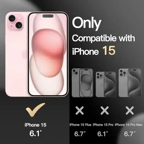 JETech чехол для iPhone 15 6.1-Inch, Heavy Duty Dual-Layer Rugged Protection, Shockproof Protective Tough Phone Cover with Matte Back (Pink) - 2