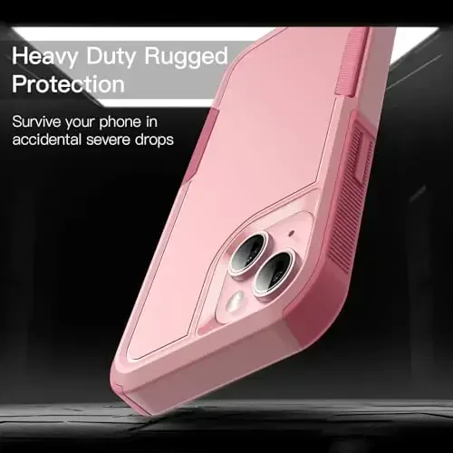 JETech чехол для iPhone 15 6.1-Inch, Heavy Duty Dual-Layer Rugged Protection, Shockproof Protective Tough Phone Cover with Matte Back (Pink) - 4