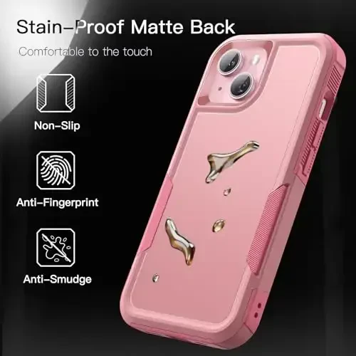JETech чехол для iPhone 15 6.1-Inch, Heavy Duty Dual-Layer Rugged Protection, Shockproof Protective Tough Phone Cover with Matte Back (Pink) - 6