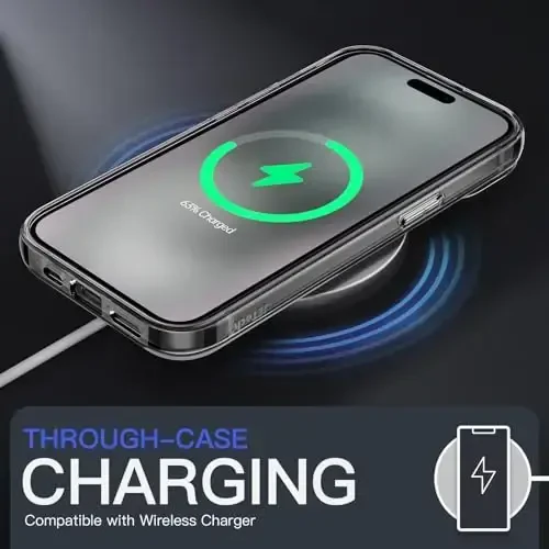 JETech чехол для iPhone 15 Plus 6.7 дюймов, не желтеющий противоударный бампер для телефона, прозрачная задняя панель с защитой от царапин (черный) - 6