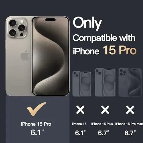 JETech Чехол для iPhone 15 Pro 6,1 дюйма, нежелтеющий ударопрочный бампер, устойчивая к царапинам прозрачная задняя панель (натуральный титан) - 2