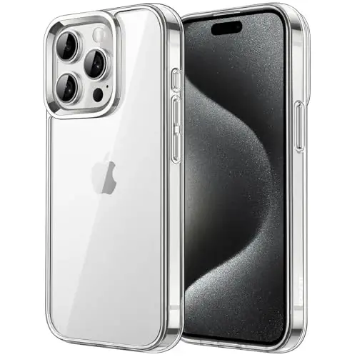 JETech Чехол для iPhone 15 Pro 6,1 дюйма, нежелтеющий ударопрочный бампер, защита от царапин, прозрачная задняя панель (Прозрачный) 